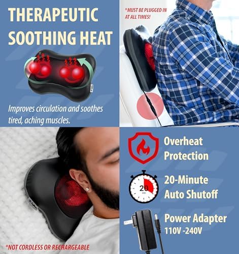 Zyllion ZMA-13 Back and Neck Massager with Heat for Pain Relief, Black - Image 4