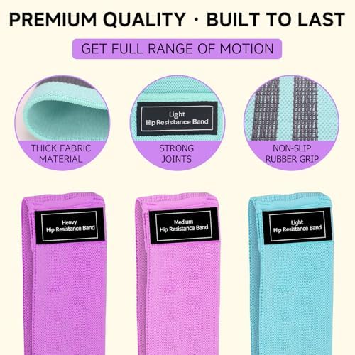 Resistance Bands, Fabric Workout Bands for Women & Men, Cloth Booty Resistance Loop Bands, Thick Squat Bands for Home Fitness, Gym, Yoga, Pilates for Butt Legs Thigh Hip Glute - Image 6