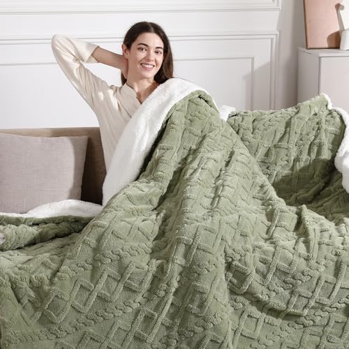Electric Blanket Twin Heated Blanket-Sherpa Twin Heating Blanket,Sage Green by SafeWarmthTrustedComfort