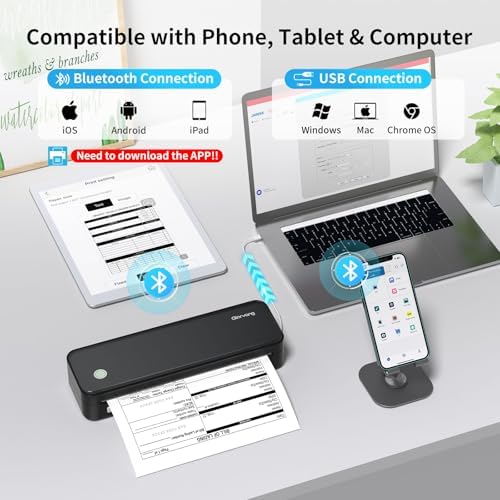 Gloryang Inkless Portable Printer for Travel, Wireless Thermal Printer Supports 8.5 x 11 Inch Thermal Paper, Bluetooth Machine Includes Carry Case and 3 Rolls of Paper Kit, Black - Image 4