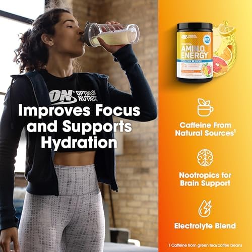 Optimum Nutrition Amino Energy Powder Plus Focus, Sunkissed Citrus, 9.5 Oz - Image 4