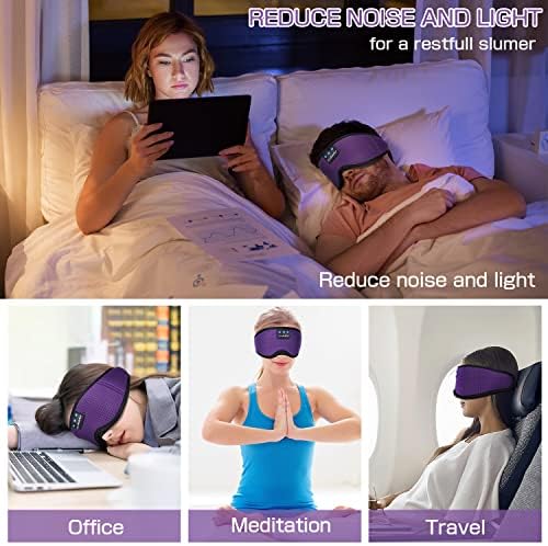 LC-dolida Sleep Headphones, Silk Sleep Mask Bluetooth Wireless Music Eye Mask, Sleeping Headphones for Side Sleepers Sleep Mask with Bluetooth Headphones Ultra-Thin Stereo Speaker Perfect for Sleeping - Image 6