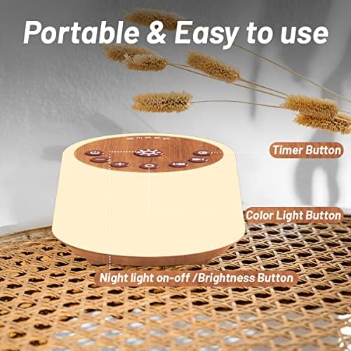 Color Noise Sound Machines with 10 Colors Night Light 25 Soothing Sounds and Sleep White Noise Machine 32 Volume Levels 5 Timers Adjustable Brightness Memory Function for Adult Kid Baby - Image 5