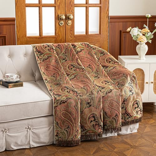 Loom and Mill Vintage Damask Throw Blankets for Bed, Multi Color, 52" x72” - Image 2