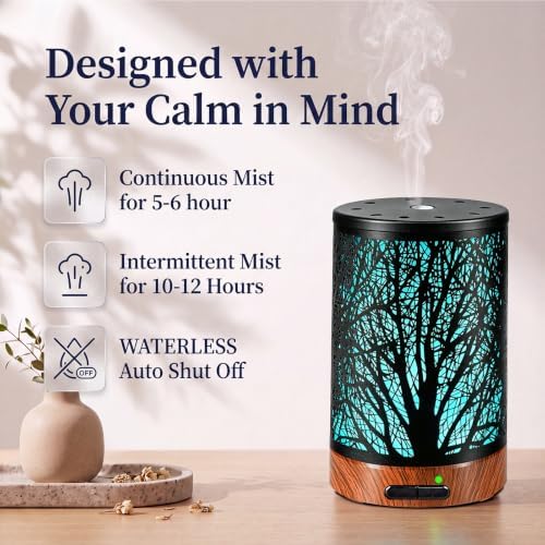 Essential Oil Diffuser - 150ML Metal Aromatherapy Diffuser for Essential Oils with 7 Colors Lights Gifts for Mom Auto Shut-Off & Ultrasonic Cool Mist Diffuser, Ambience for Home - Image 4