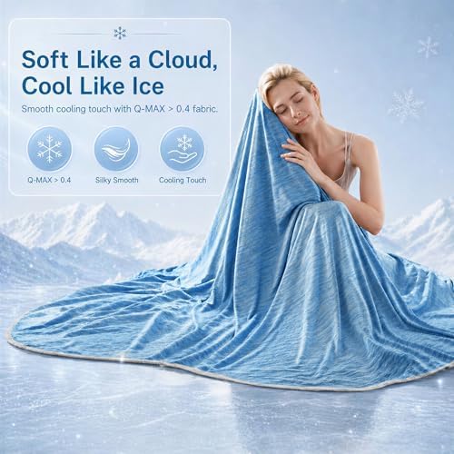 King Size Cooling Blanket for Hot Sleepers - Lightweight Breathable Cool Cold Blanket - Keep Cool for Night Sweats, Soft Thin Ice Blankets for Bed Couch Sofa, (Dark Blue, 90"x108") - Image 4