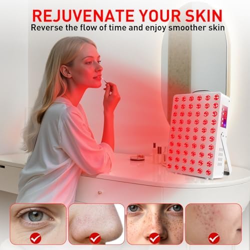 Red Light Therapy for Face Body Infrared Light Therapy for Body 150W with 60 Dual Chip LEDs with 660nm & 850nm Near Infrared LED Red Light Therapy Panel at Home 3 Modes Adjustable Brightness and Timer - Image 3