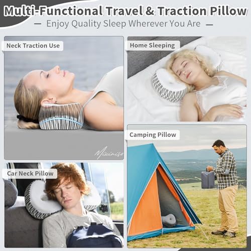 Neck Support Pillow, Cervical Neck Roll Memory Foam Pillow, Cervical Traction Device, Neck Pillow for Side Sleepers, Camping & Travel Pillow with Portable Bag - Image 7