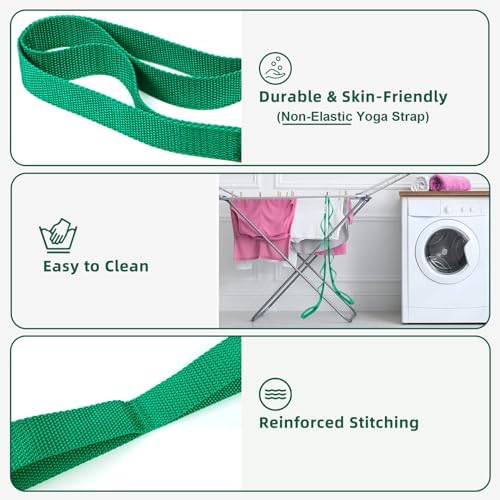 Abiarst Stretching Strap Yoga Straps for Physical Therapy, 10 Loops Non-Elastic Stretch Band for Pilates, Flexibility, Exercise and Gymnastics - Image 2