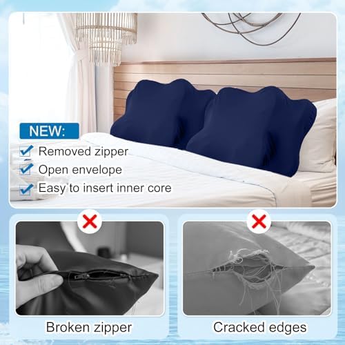 Hahafelt Cooling Cervical Pillowcase Cover with Envelope Closure (Only Pillow Case) Ergonomic Neck Pillowcase Smooth Soft Cool Pillow Cover for Side Back Stomach Sleepers (Dark Blue,Queen Size) - Image 4