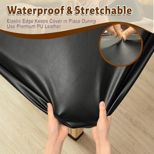 2 Pack Waterproof Massage Table Cover Stretch PU Leather Massage Bed Fitted Cover with Elastic Band 72 * 27.5 * 7 Inch Reusable Protection Sheets for Spa Lash Tattoo Beds - Image 4