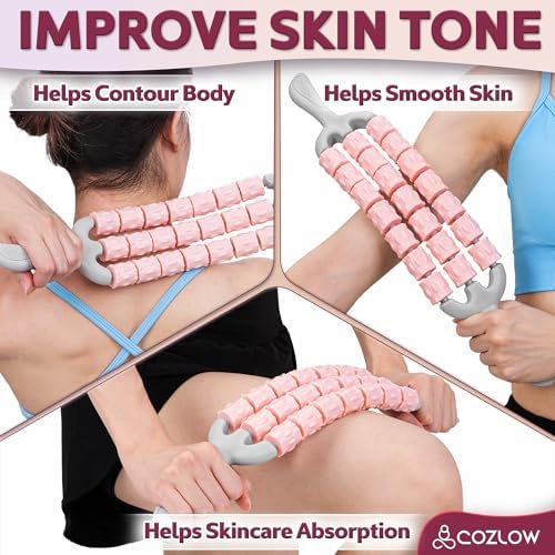 Triple Roller Massage Stick - Body Massager for Muscles - Fascia Rolling Tool - Deep Tissue Therapy for Myofascial Release and Lymphatic Drainage - Handheld Anti Cellulite Device - by Cozlow - Image 2