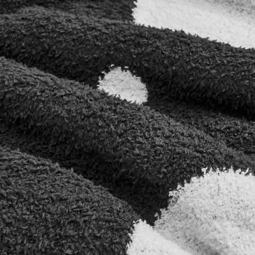 CozeCube Reversible Knitted Throw Blanket, Black White Polka Dot, 50"x60" - Image 3