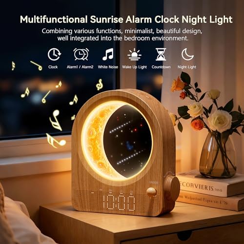 blonbar Dual Alarm Clock for Heavy Sleepers, Dimmable Moon Lamp Gifts - Image 2