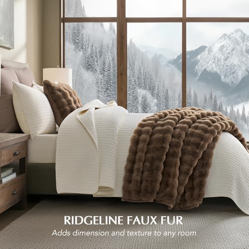 EverGrace Faux Rabbit Fur Bubble Throw Blanket, 60"x80", Natural Tan - Image 2