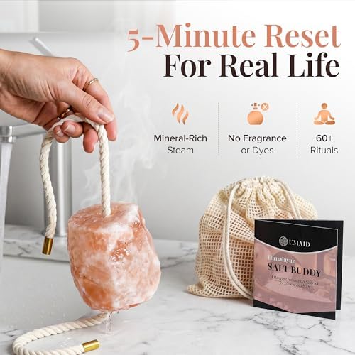 UMAID Himalayan Pink Salt Rock for Shower & Bath – Salt Buddy® 2 lb Hanging Mineral Stone for Spa-Inspired Relaxation, Self-Care & Bath Soaks, Unique Wellness & Home Spa Gifts for Men & Women - Image 3