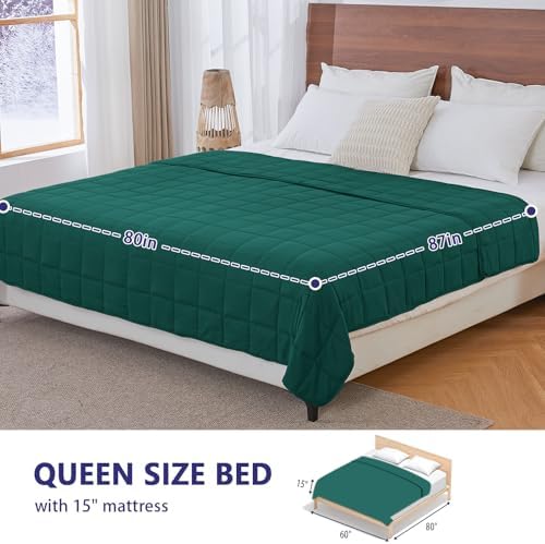 King Size Weighted Blanket for Adults (20 lbs, 80” x 87”, Dark Green) Cooling Heavy Blanket for Sleeping Perfect for 190-210 lbs, Breathable Blanket for Adults & Couple All Season, Machine Washable - Image 2