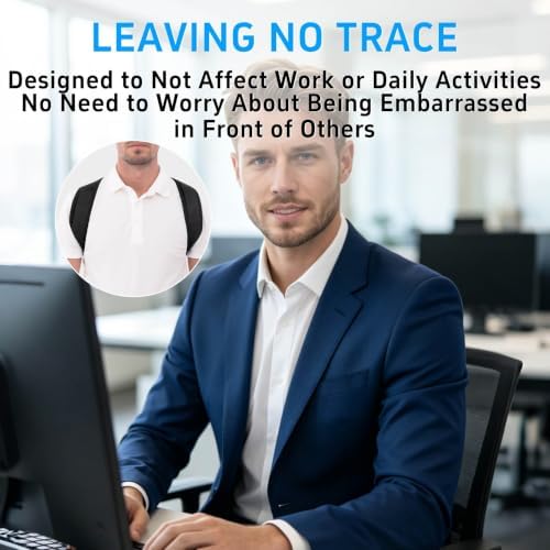 Posture Corrector for Women and Men, Adjustable Back Brace Support, Back Straightener for Rounded Shoulders and Hunchback Support, Upper Back Brace Shoulder Straightener for Neck, Shoulder and Upper Back Support, Breathable Invisible Under Clothes (Bla... - Image 4