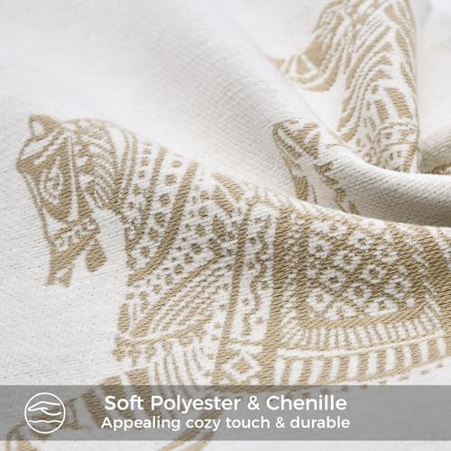 14x36 Lumbar Pillow Cover, Double Sided Horse Pattern Chenille Jacquard Long Body Pillow Covers for Bed Couch Sofa, Decorative Throw Pillows Cushion Cover for Living Room Bedroom - Image 3