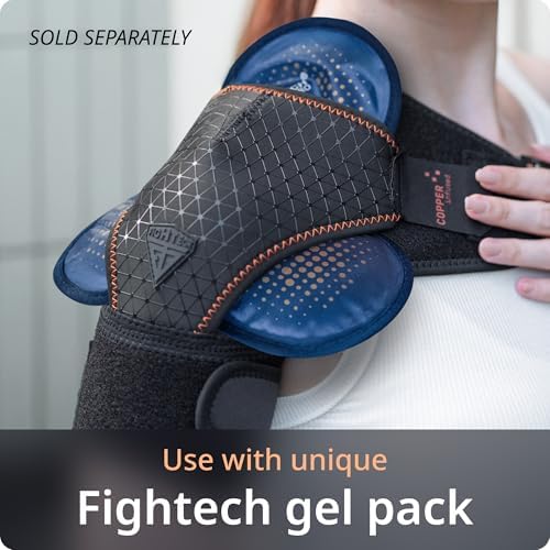 FIGHTECH Rotator Cuff Shoulder Brace for Women and Men - 2 Sizes - Shoulder Support - Pain Relief - Copper Black - Small (Chest 29-35" Bicep 9-12") - Image 4