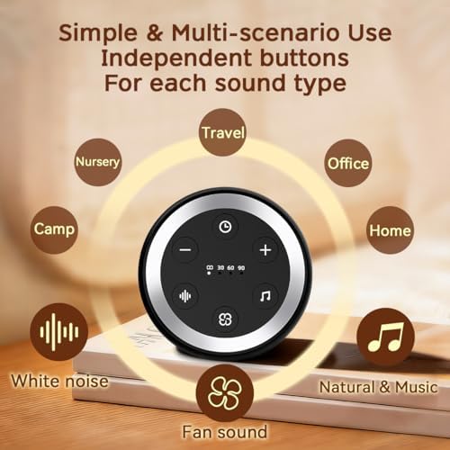 Portable Sound Machine White Noise Machine for Baby Kids Adults Sleeping with 32 Soothing Sounds 32 Volume Levels Brown Noise Machine with 4 Timer Memory Funtion for Travel Office Privacy - Image 5