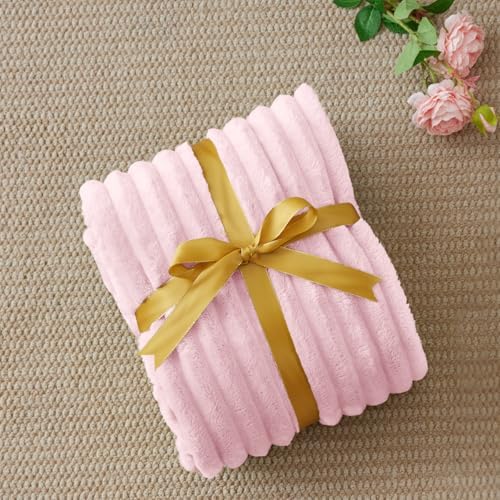 BEDELITE Ribbed Twin Blanket for Couch & Bed, Cherry Blossom, 60"x80" - Image 6