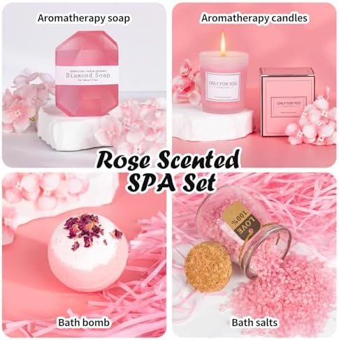 Birthday Gifts for Women, Pink Self-Care Spa Kit Gift, Relaxing Birthday & Thinking of You Care Package for Her, Mom, Wife, Girlfriend, Valentine’s Day Present for Her - Image 4