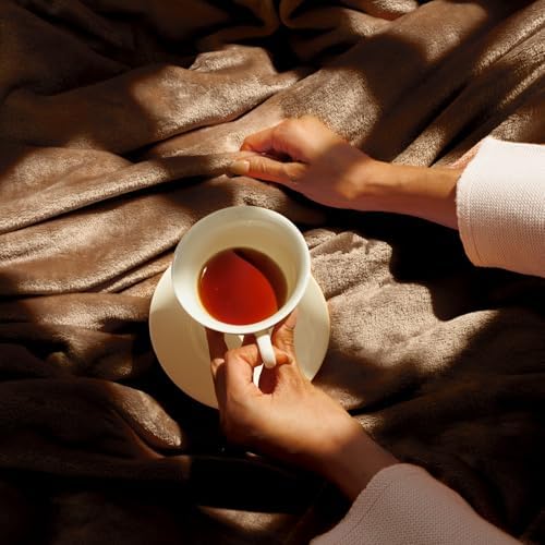 NANPIPER Queen Size Blanket - Lightweight Soft Fleece for Adults All-Season Coffee Brown 90"x90" - Image 6
