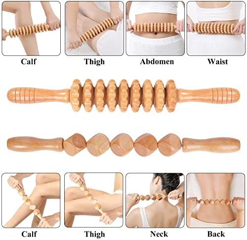 Komogir Wood Therapy Massage Tools 5-in-1 Lymphatic Drainage Massager Maderoterapia Kit Wooden Massager Body Sculpting Tools for Muscle Pain Relief, Anti-Cellulite, Body Contouring and Shaping - Image 3
