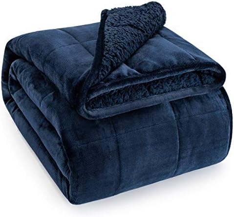 Wemore Sherpa Weighted Blanket for Adult 20 lbs Queen 60"x80" Navy Blue by WemoreDirect