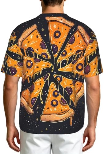 Men's Scrub Top,V-Neck Spill Wrinkle Resistant,3 Pockets-Pizza Fun Pattern (2) - Image 2