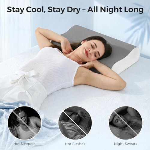 Elviros Cooling Memory Foam Neck Pillow Cervical Bed Pillow - Image 4