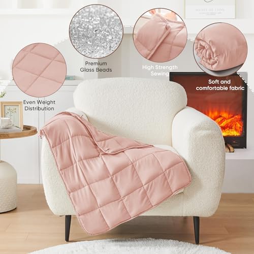 Weighted Blanket for Adults 5lbs, 29"x33", Cooling Heavy Throw Blanket, Microfiber Soft Big Blankets Weighted Comforter, Pink - Image 7