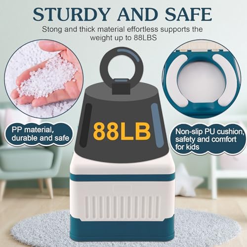 Fabulas Portable Potty for Toddler Travel, Foldable Travel Potty Training Toilet Seat for Kids Boys Girls, Emergency Mobile Toilet In Car for Camping Outdoor Indoor, with 30 Disposable Bags, Blue - Image 2