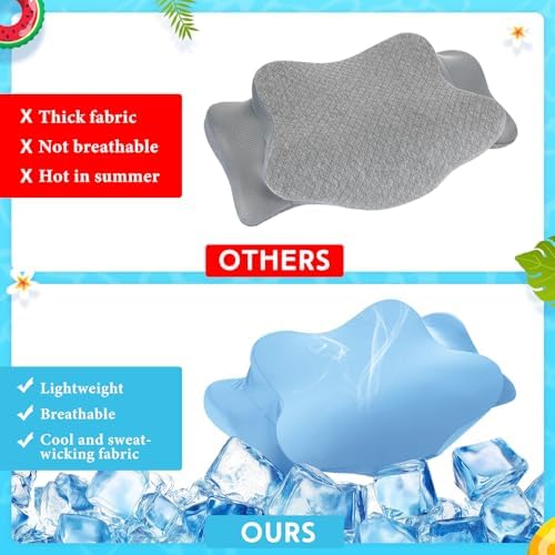 Hahafelt Cooling Cervical Neck Pillowcase,Blue,Standard Size - Image 5
