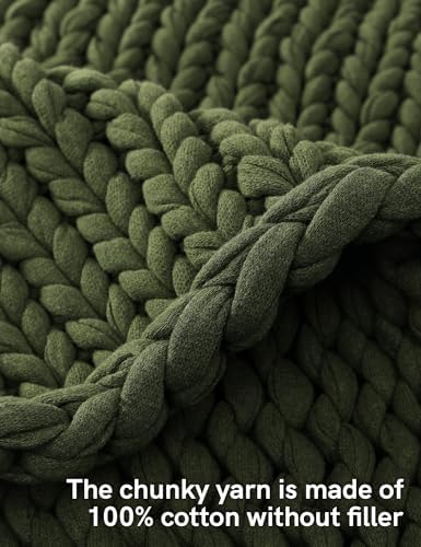 YnM Cotton Weighted Blanket, Handmade Chunky Knitted Design, Soft and Cozy, Temperature Regulating and Breathable, Machine Washable Throw for Sleep or Home Decor (Pine Green, 43x50 Inch, 10lbs) - Image 4