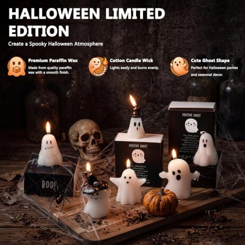 Lyrow 12 Sets Halloween Party Favors for Adults Positive Ghost Candle - Image 3