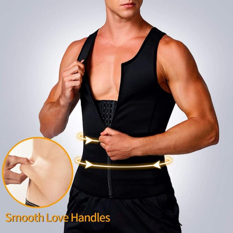 SHAPERIN Men Neoprene Sauna Zipper Waist Trainer Vest Tank Top Trimmer Body Shaper - Image 2