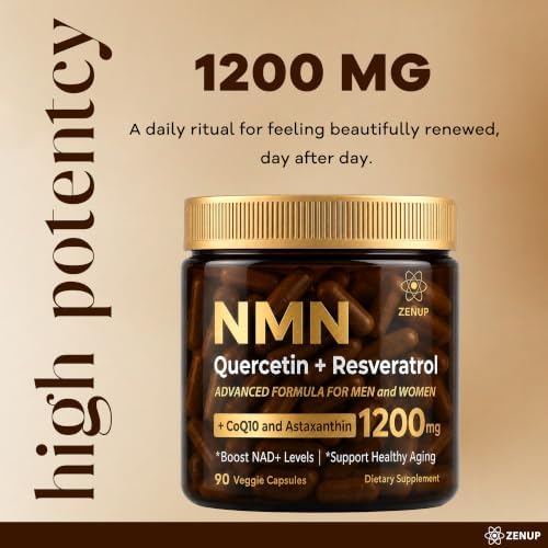 NMN Supplement, 1200mg Blend with 600mg NMN, 250mg Quercetin, 200mg Resveratrol, CoQ10 & Astaxanthin, Daily Supplement Formula, 90 Veggie Capsules, 45 Servings - Image 2