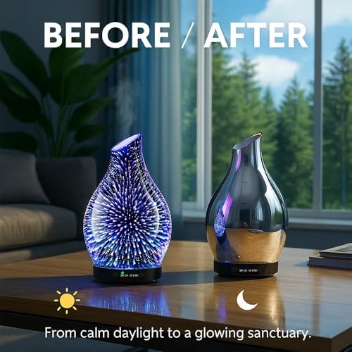 Glass Essential Oil Diffuser for Home, 120ML, 7 Color Lights - Image 4