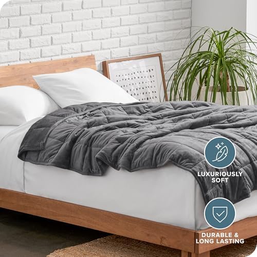 Bare Home Minky Fleece Weighted Blanket (Grey, 48"x72" 12lbs) - Image 5