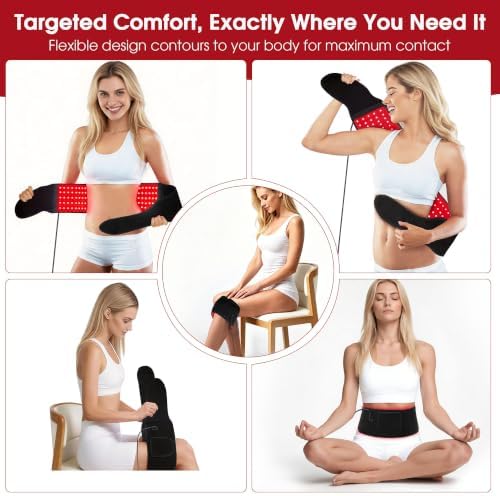 Red Light Therapy Belt for Body, 150 LEDs Infrared Light Therapy Wrap Belt for Waist Back Shoulder Legs Knee Muscle Relax, Portable 660nm 850nm 3 Chips in 1 Red Light Belt with Timer(Corded) - Image 2