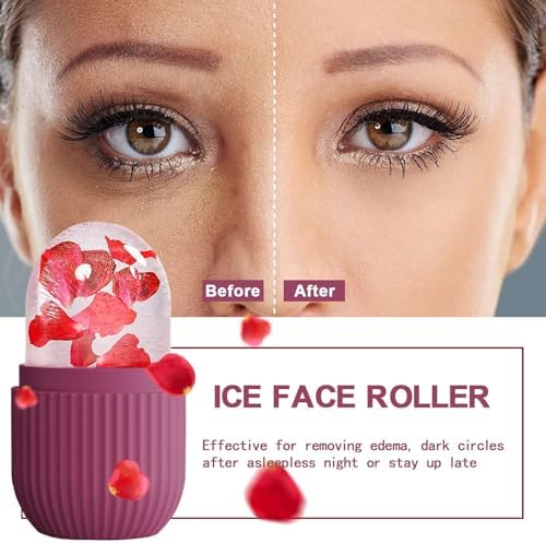 XHJRI Ice Face Roller Massager,Ice Cube Roller for Face, Eyes and Neck Naturally Conditioning and Skin Care,De-Puff Eye Bags,Reduce Migraine Pain,Reusable Massage Silicone Ice Mold (Rose) - Image 5