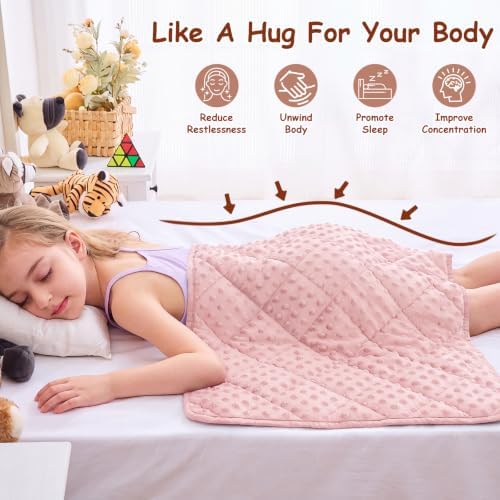 yescool Pink Weighted Lap Pad 2 lb Small Lap Blanket, Weighted Lap Blanket Minky Weighted Throw Blankets, Blankets Gifts for Travel Outdoor Indoor, 20 * 30in - Image 3