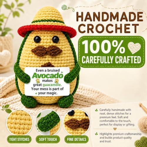 Positive Crochet Avocado Handmade Avocado Gifts for Women Men - Image 2
