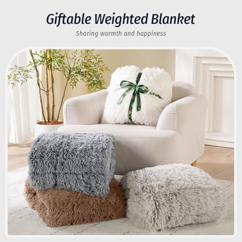 Wemore Weighted Blanket for Adult 60"x80" 20lbs Soft Long Plush Queen Brown - Image 5