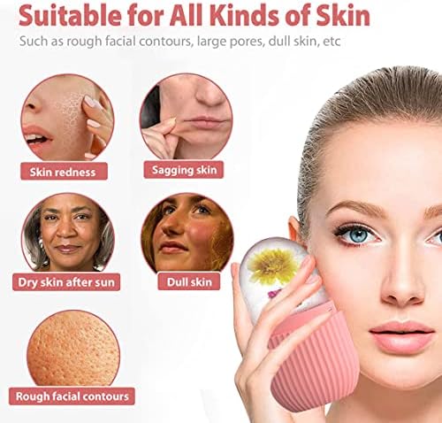 XHJRI Ice Cube Roller Massager for Face, Eyes and Neck Naturally Conditioning and Skin Care,De-Puff Eye Bags,Reduce Migraine Pain,Reusable Massage Silicone Ice Mold (Pink) - Image 3