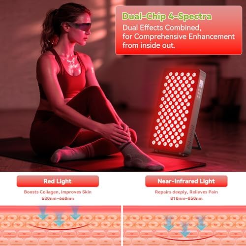 Red Light Therapy, 660nm 850nm Near Infrared Lamp with Timer & Remote Control, 100 Dual Chip LEDs Device with 500W of Power, Ideal for Face, Body (M100) - Image 3