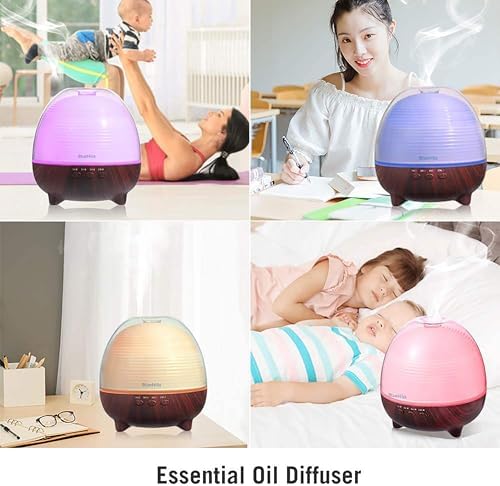 BlueHills 1000 ML Essential Oil Diffuser Humidifier Remote Large Dark Wood - Image 3