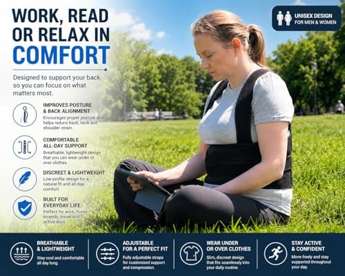 Posture Corrector for Men & Women – Adjustable Back Brace for Upper Back, Shoulder & Neck Support – Breathable, Adjustable & Comfortable for Everyday Wear (Black, Medium) - Image 7